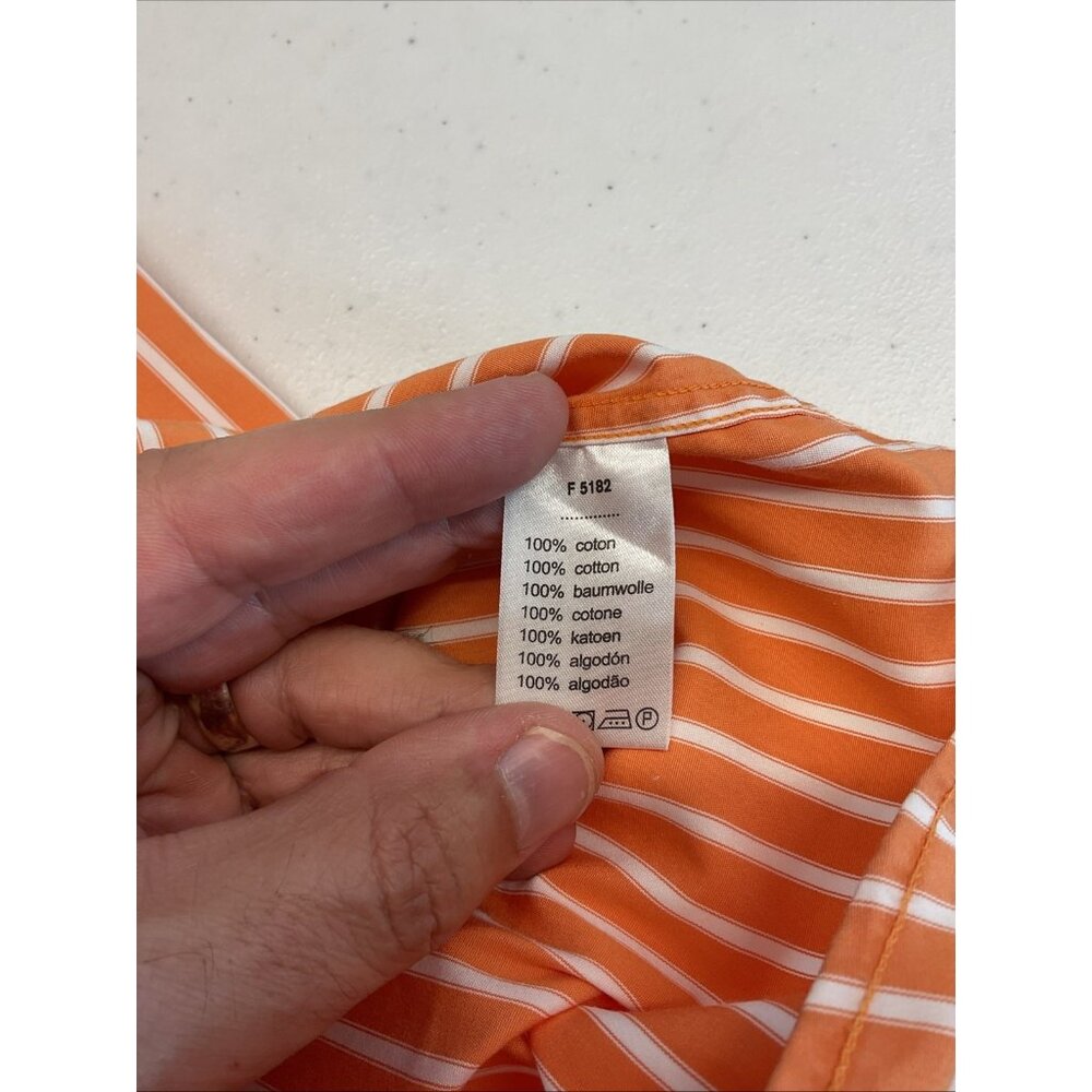 Lacoste Shirt Mens 45 Extra Large Striped Orange Button Down Preppy Golf - Picture 7 of 11